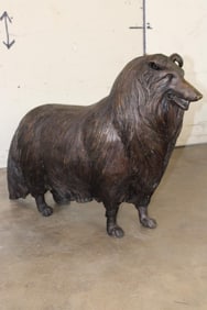 XL Bronze COLLIE Dog Bronze Sculpture, Weight 58 lbs