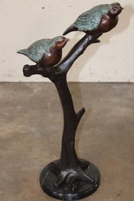 Big Bronze Sculpture of LOVE BIRDS on a Branch, Weight 13 lbs