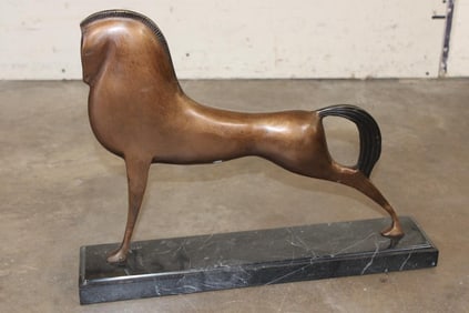 Etruscan HORSE Sculpture on a Marble Base after Boris Lovet-Lorski, Weight 16 lbs