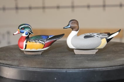 (2) Collectible Miniature Jett Burnet "Ducks Unlimited" Resin Duck Decoys (ONE$)
