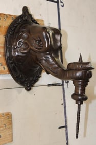 Bronze ELEPHANT Head Wall Sconce Candleholder, Weight 5 lbs