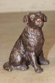 Small GOLDEN RETRIEVER Sitting Dog Bronze Sculpture, Weight 2 lbs