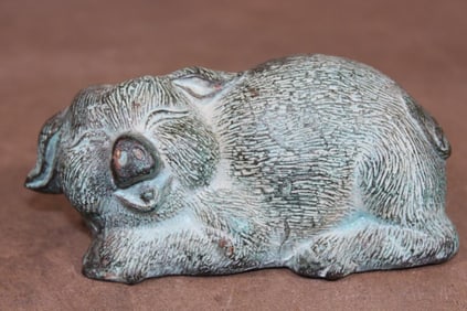 Little Bronze Happy PIG Sculpture, Weight 2 lbs