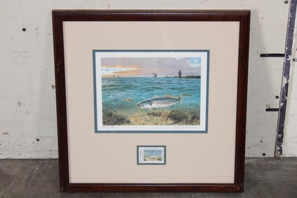 Renowned artist John P. Cowan 1989 Limited Ed. Texas Saltwater Print and Stamp. Signed and numbered