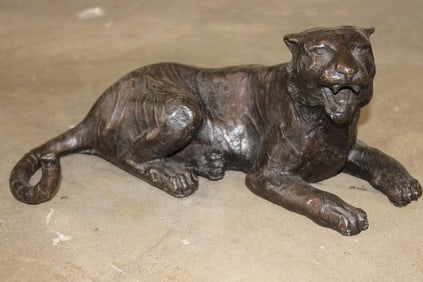Laying TIGER Bronze Sculpture, Weight 10 lbs
