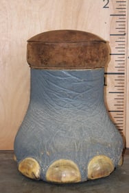 ELEPHANT Foot Stool Canister with an ELEPHANT Hide Cushion