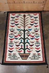 Handwoven Navajo Motif "Tree of Life" Pictorial RUG or Tapestry, Age Unknown
