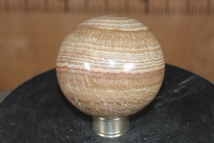 Big BANDED ARAGONITE Mineral Sphere with a Ring Stand