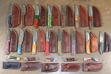 (20) Damascus Steel Fixed Blade KNIVES and (5) Damascus Steel Pocket KNIVES (ONE$)