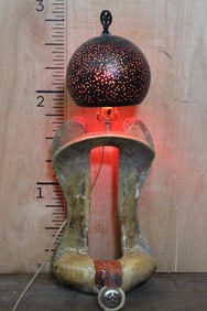 Saddle Tree LAMP with a Pierced Metal Dome Shade