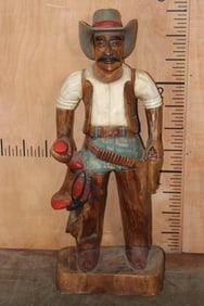 Lee Jeans Hand-carved and Painted Wood COWBOY Advertisement
