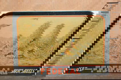 Original Antique Federal Shot Shells Cardboard Advertisement