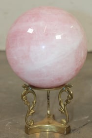 XL ROSE QUARTZ Crystal Sphere with a Decorative BRASS Display Stand, Weight: 11 lbs