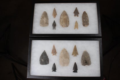 (14) Prehistoric Native American ARROWHEADS in 2 Cases (ONE$)