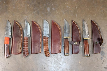 (5) Damascus Steel Fixed Blade KNIVES (ONE$)
