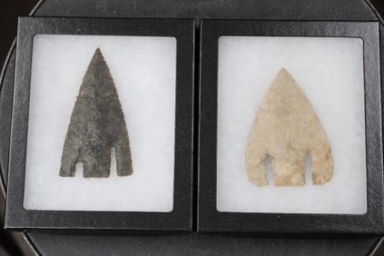(1) Black Basal Notched Native American ARROWHEAD and (1) White Basal Notched Arrowhead (ONE$)