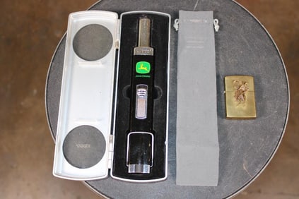 (1) John Deere Zippo LIGHTER and (1) Brass Zippo LIGHTER with a Cowboy (ONE$)