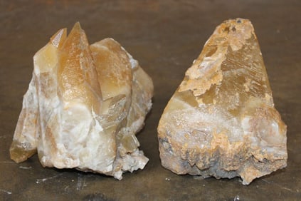 (2) Smokey and Honey Dogtooth CALCITE CRYSTAL Formation from Morocco (ONE$)
