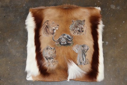 *New* SPRINGBOK Hide Pillow Cover with Animal Embroidery