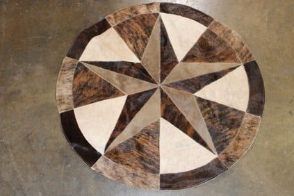 Big Circular Patchwork Cowhide Rug