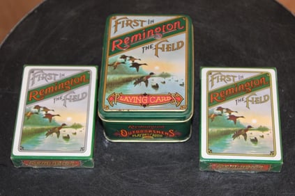 Vintage Set of Remington Sportsmen's Playing Cards (2) Decks in a Collectible Tin