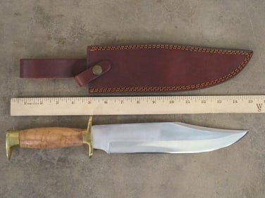 Big "Wild Turkey Handmade Collection" KNIFE or DAGGER with a Wood and Brass Handle