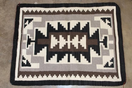 Traditional Hand-woven "Two Grey Hills" NAVAJO Style TEXTILE or Rug, Age Unknown
