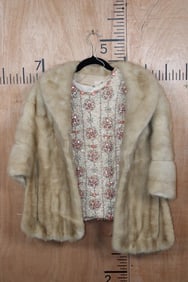 Vintage Jonclif New York Natural Pale Beige MINK Shawl and Handmade Beaded Shirt (ONE$)
