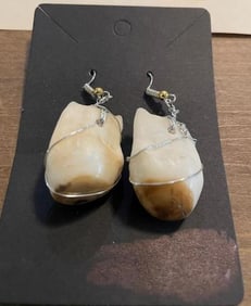 (1) Pair of Natural Elk Ivory Drop Hook EARRINGS