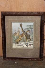 Framed Friedrich Spech 1885 "Giraffe" Lithograph Print