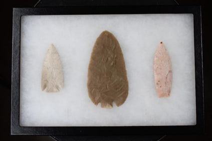 (1) Prehistoric Native American Base Tang Knife and (2) Prehistoric ARROWHEADS (ONE$)