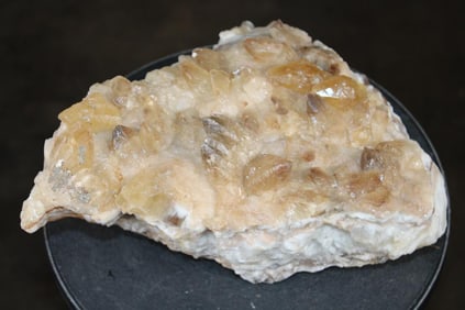 Big Raw Natural Honey with Smokey DOGTOOTH CALCITE Specimen