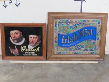 (1) Grolsch Lager Beer Ad Sign and (1) Irish Mist Ad Mirror (ONE$)