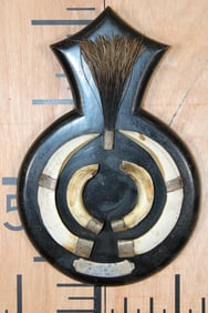 Wild BOAR TUSK Set and Hair Mounted on a Wooden Plaque