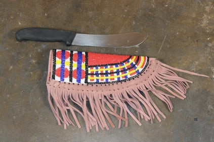 Forschner Victorinox Stainless Steel KNIFE with a Hand Beaded Sheath