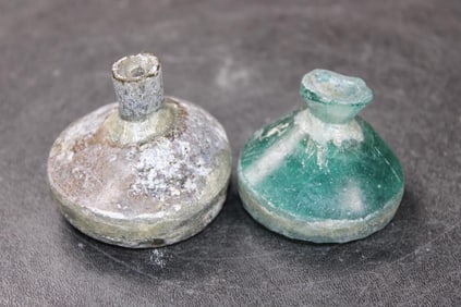 (2) Ancient Roman Glass Bottles from the Roman Empire (ONE$)