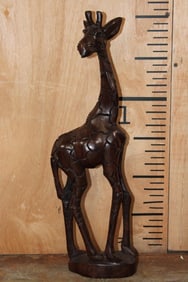 Hand-carved Wooden GIRAFFE Statue