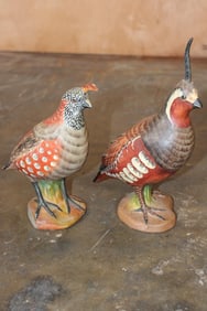 (2) Mid Century Mottahedeh Designs Italy Terracotta Quail Figures (ONE$)