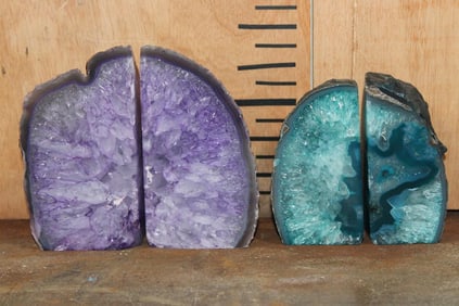 (2) Sets of Dyed Brazilian AGATE BOOKENDS (ONE$)