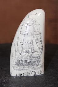 Scrimshawed Reproduction WHALE TOOTH