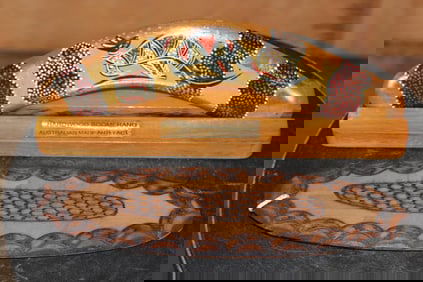 (1) Hand-made Australian Hardwood BOOMERANG and (1) Hand-made Dharug Tribe Wood Board (ONE$)