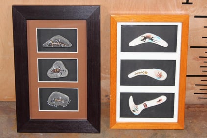 (2) Framed "Rock Art" Pieces Hand-painted by Australian Aboriginal Artists (ONE$)