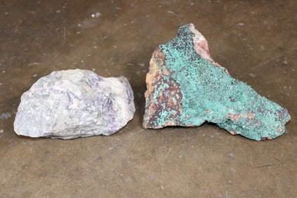 (1) AMETHYST Quartz Rock and (1) MALACHITE Rock Specimen (ONE$)