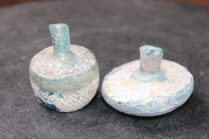 (2) Ancient Roman Glass Bottles from the Roman Empire (ONE$)