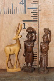 (3) Hand-carved Wood African Statues (ONE$)