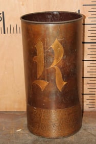 Vintage Copper Waste Basket signed G. Nelson Shaw