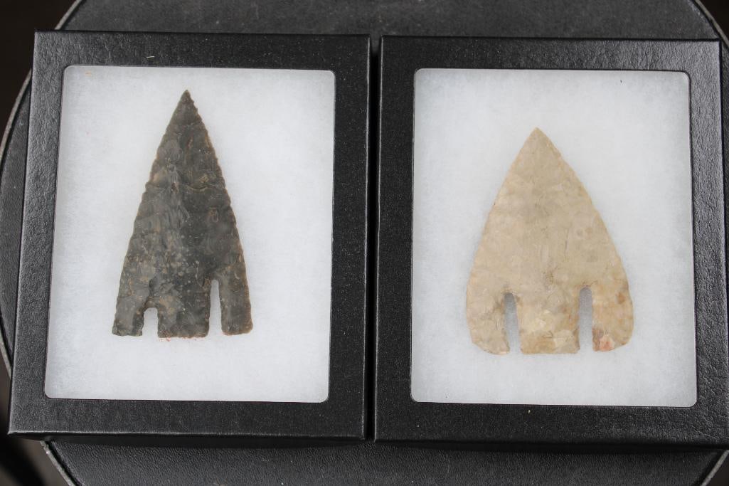 (1) Black Basal Notched Native American ARROWHEAD and (1) White Basal Notched Arrowhead (ONE$) (1 of 3)