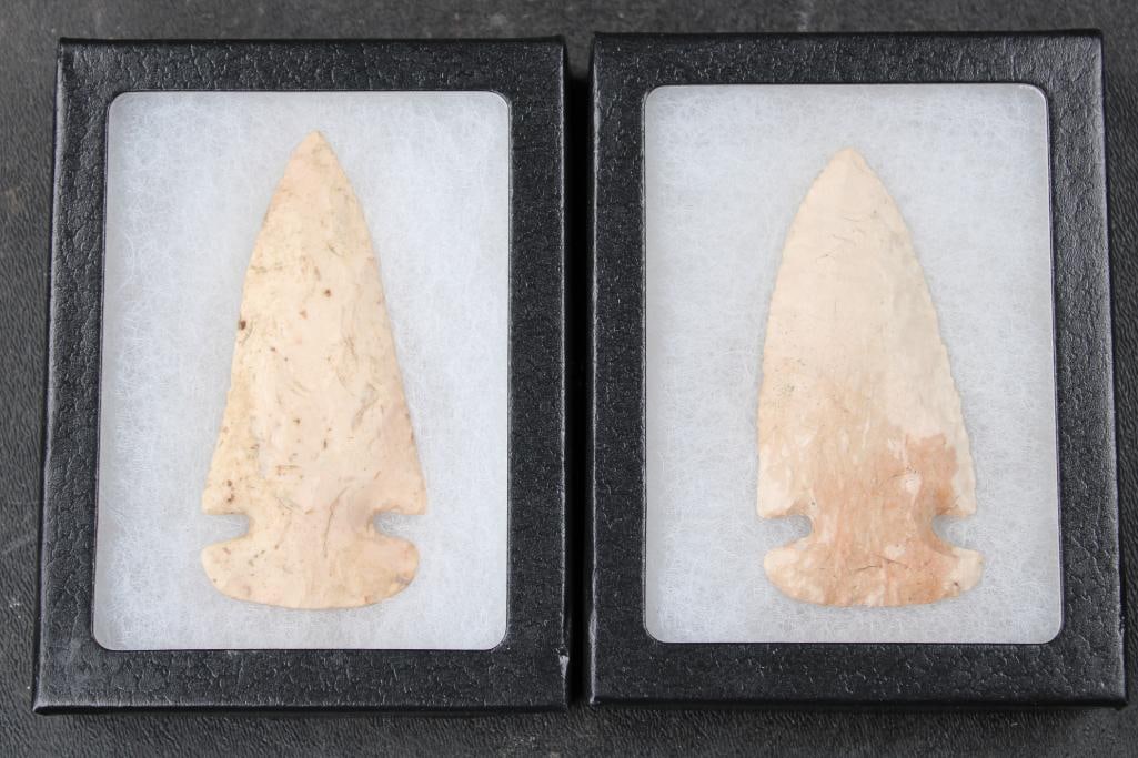 (2) Prehistoric Brodhead Side Notched Native American Spear Point ARROWHEADS (ONE$) (1 of 4)