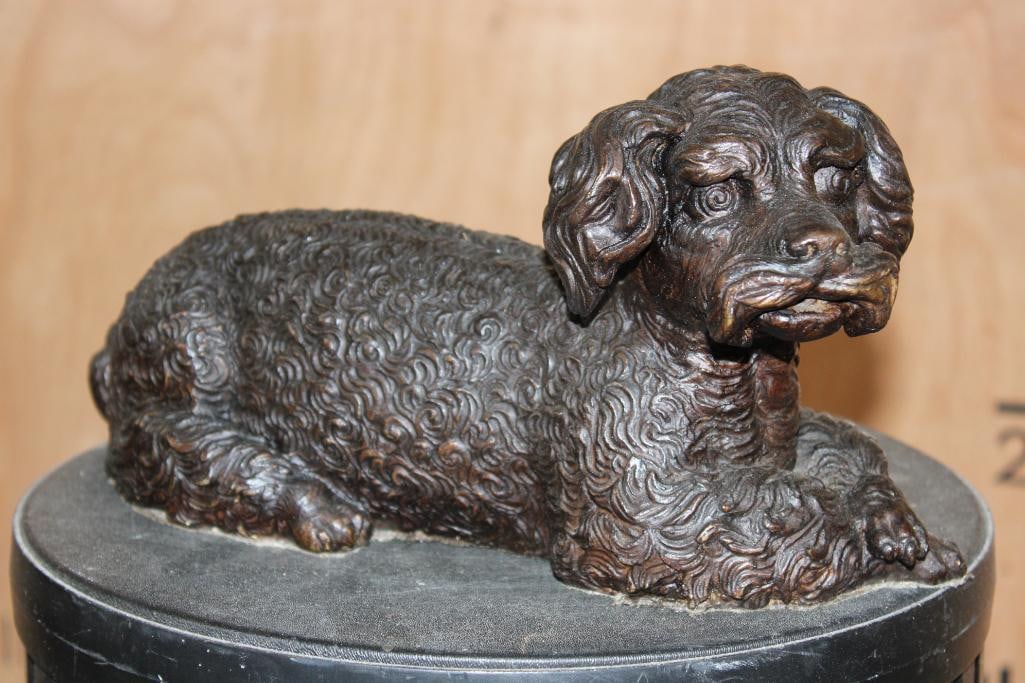 Small Laying Dog BRONZE Sculpture, Weight: 10 lbs (1 of 5)