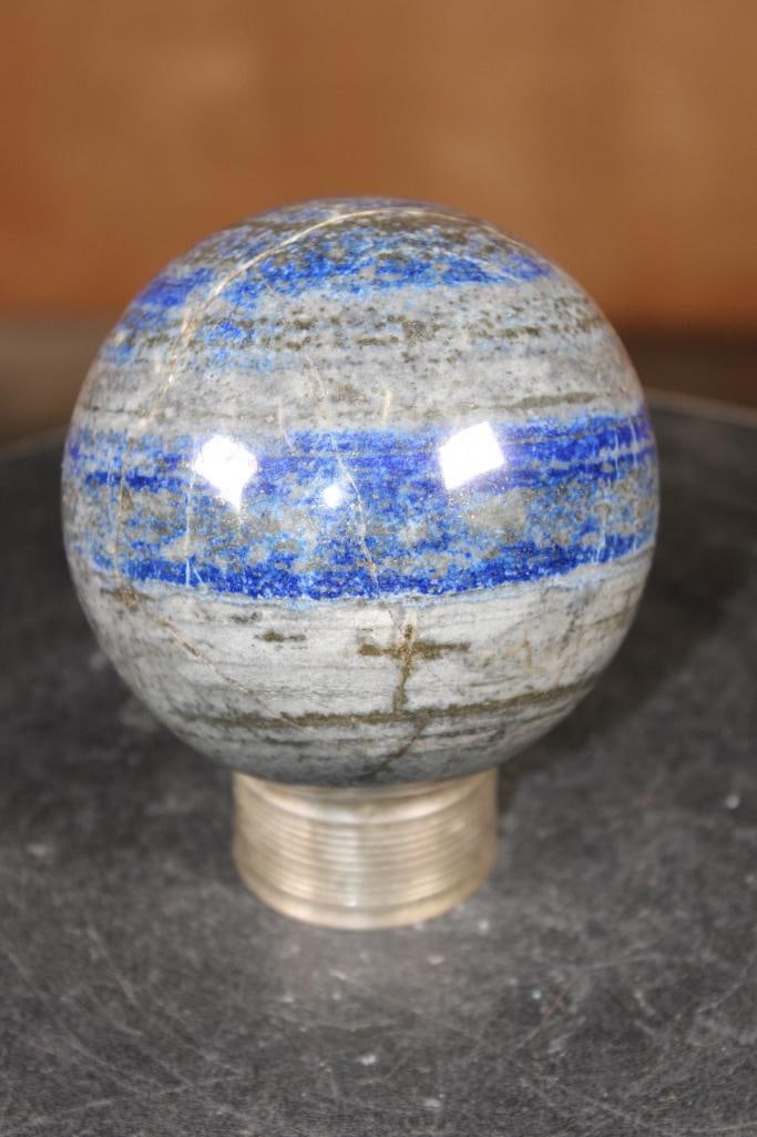 BLUE LAPIS LAZULI Mineral Spear: BLUE LAPIS LAZULI Mineral Spear. It measures 3.75" in Diameter and Weighs 3 lbs 4 oz. (Stand not included). ROCKS FOSSILS MINERALS